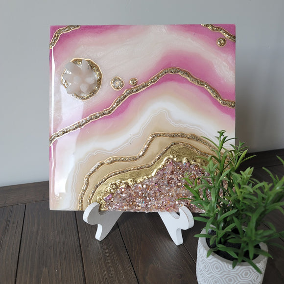 Pink and gold mini geode