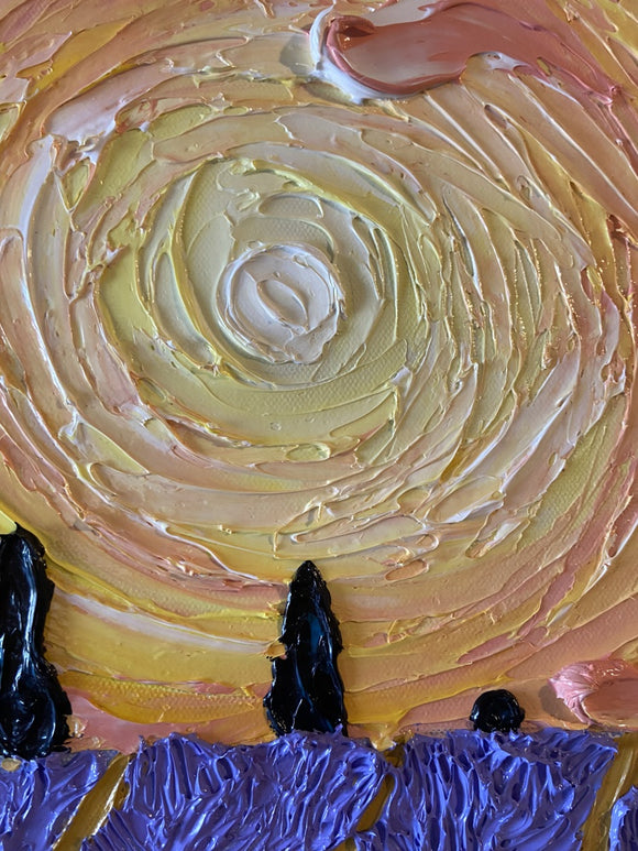 Impressionistic sunflower and lavender field