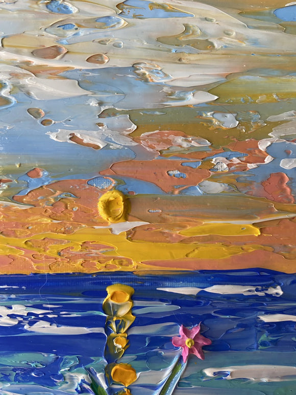 Whimsical floral beachscape
