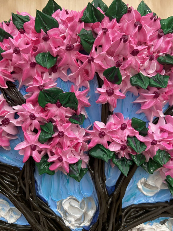 3D cherry blossom tree impasto
