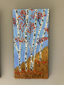 Abstract birch tree impasto diptych-3