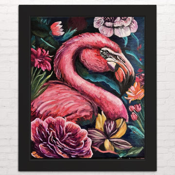 Flamingo and pretty flowers