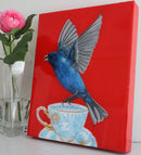 Indigo Bunting on Antique Cup-2