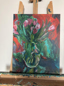 Pink Tulips in a Glass Vase-2