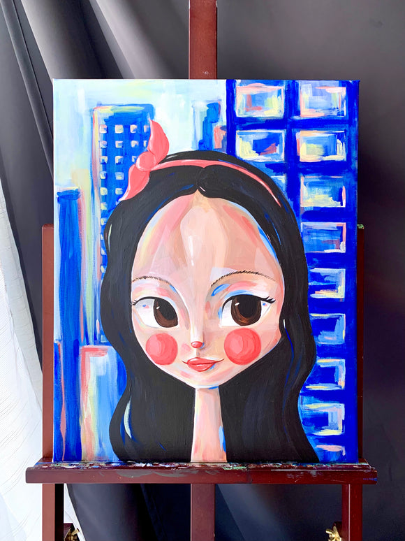 blue city, blue girl
