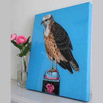 Red Tailed Hawk on Antique Tin