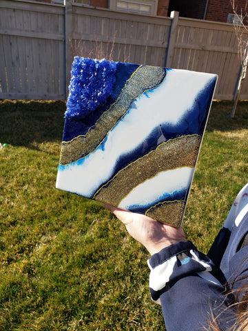 Blue white and gold Geode Mini