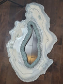 Resin Geode Wall Art in White and Silver-3