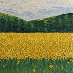 Whimsical yellow flower field