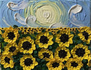 3D sunflower field impasto acrylic painting-1