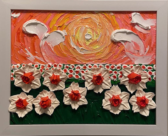 3D daffodils field