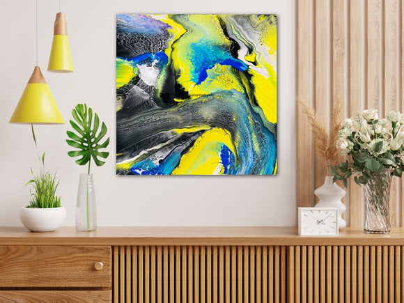 Abstract black yellow blue aesthetics