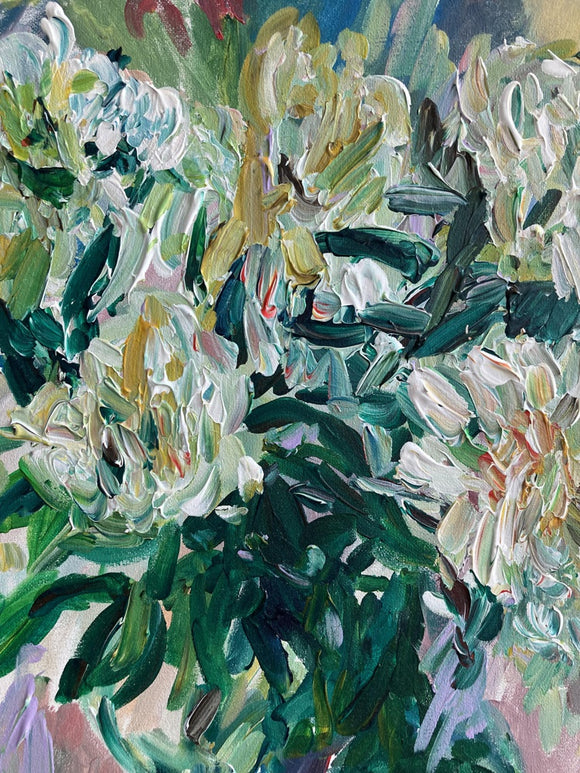 Peonies in a Glass Vase