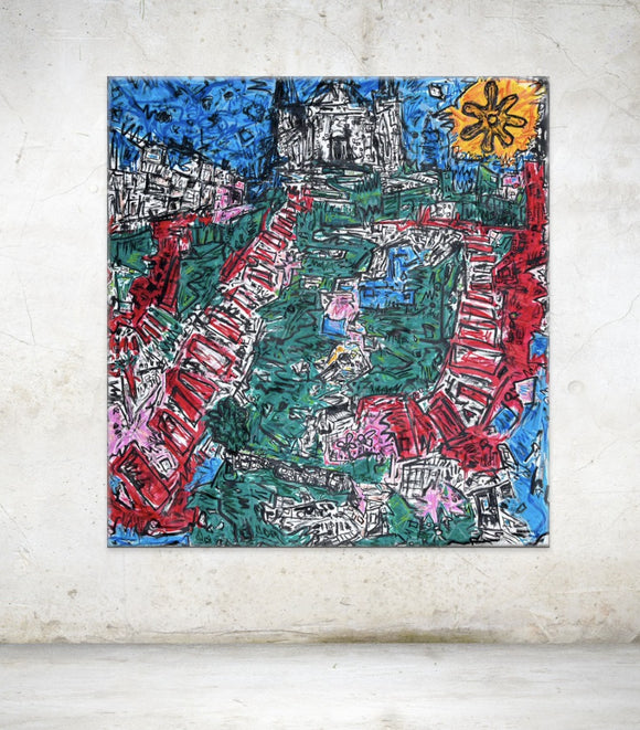 13.07.23 Course dans Montmartre, beau soleil, belle vue. découverte de la peinture à l'huile par accident sur cette toile.