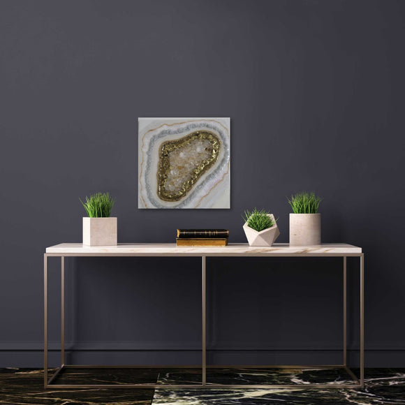 White and gold geode mini