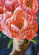 Portrait with red peonies-3