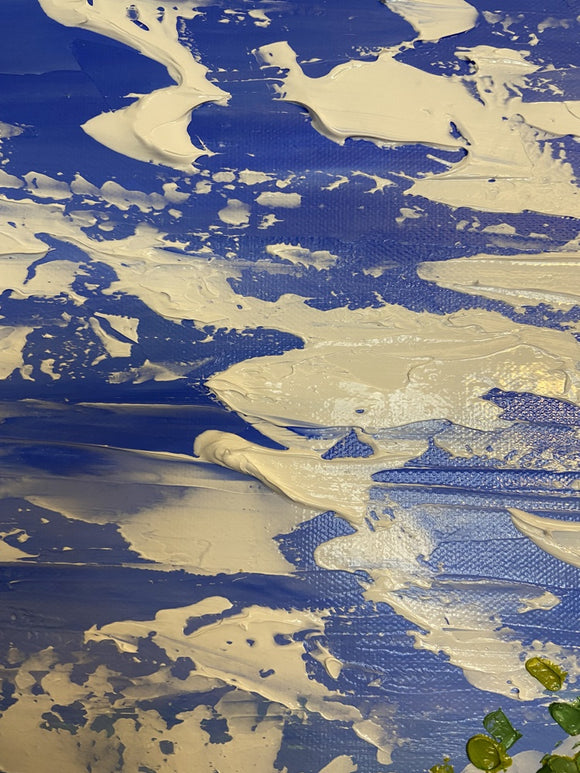 Whimsical landscape impasto painting