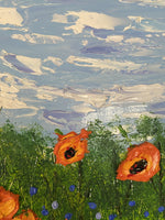Whimsical flower field impasto painting