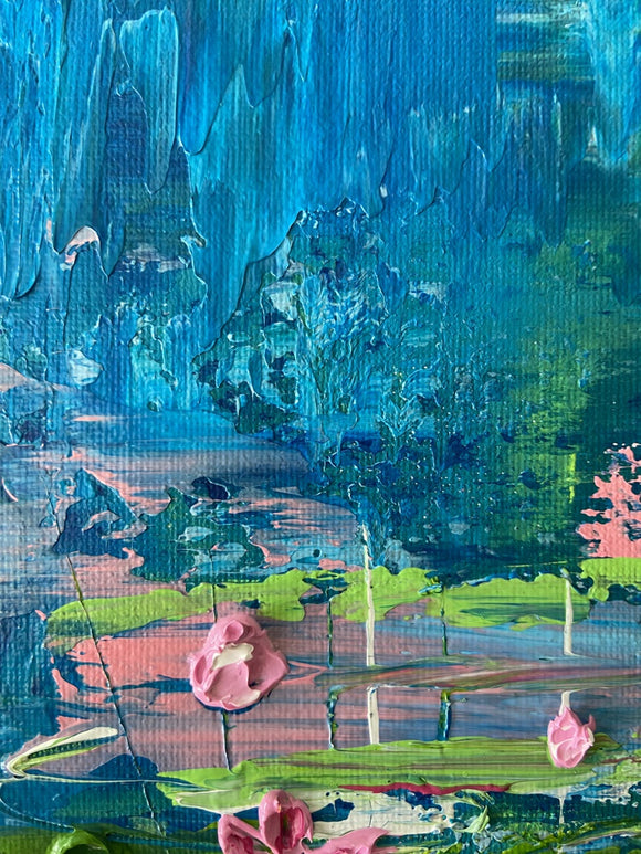 Abstract lily pond impasto