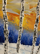 Abstract winter birch tree impasto-4