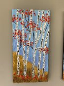 Abstract birch tree impasto diptych-4