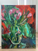Pink Tulips in a Glass Vase-3