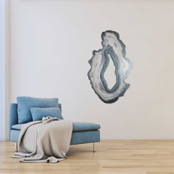 Resin Geode Wall Art in White and Silver