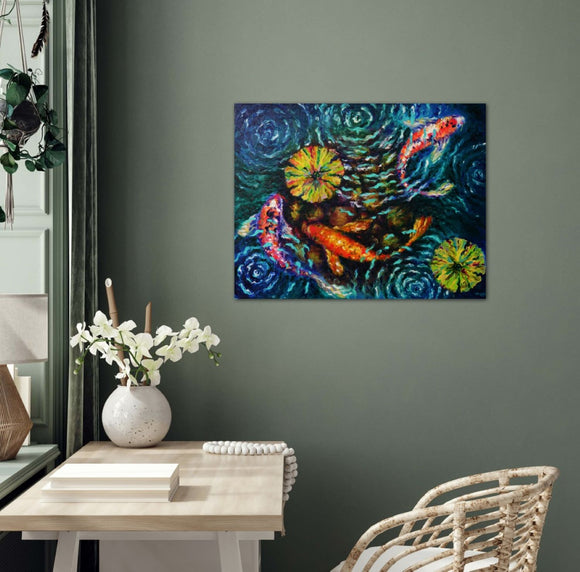 Three Koi With Lilies