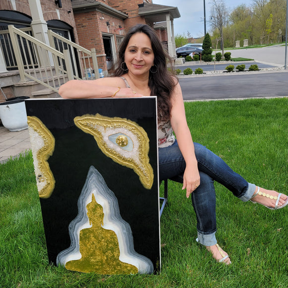 3D Black n Gold Buddha
