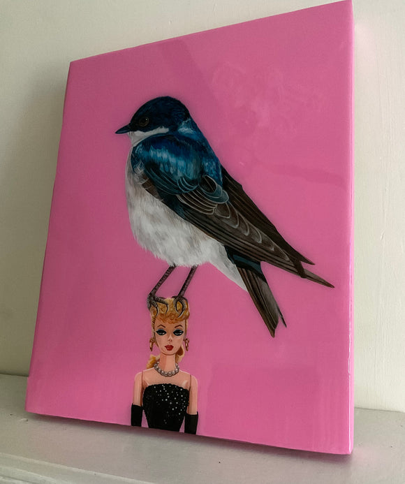 Tree Swallow on Vintage Barbie