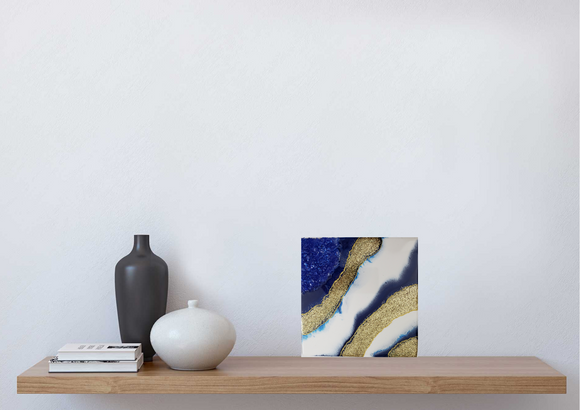 Blue white and gold Geode Mini