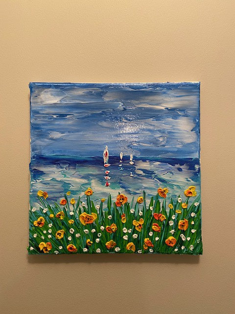 Abstract sailboats seascape