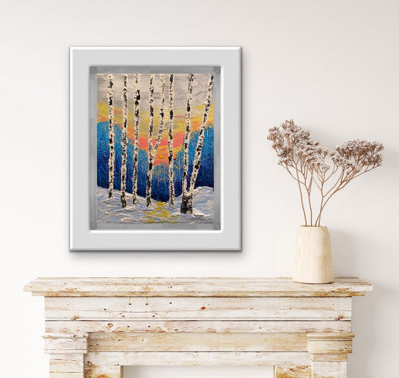 Abstract birch trees