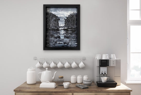 Black and white abstract landscape