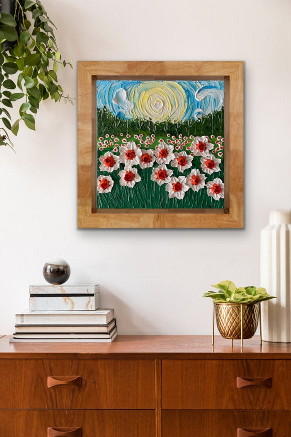 3D whimsical daffodils field