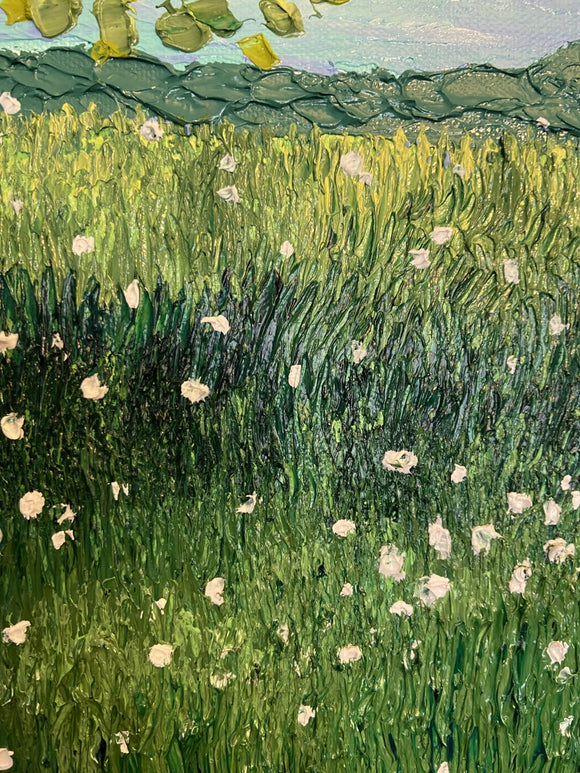 Whimsical landscape impasto painting