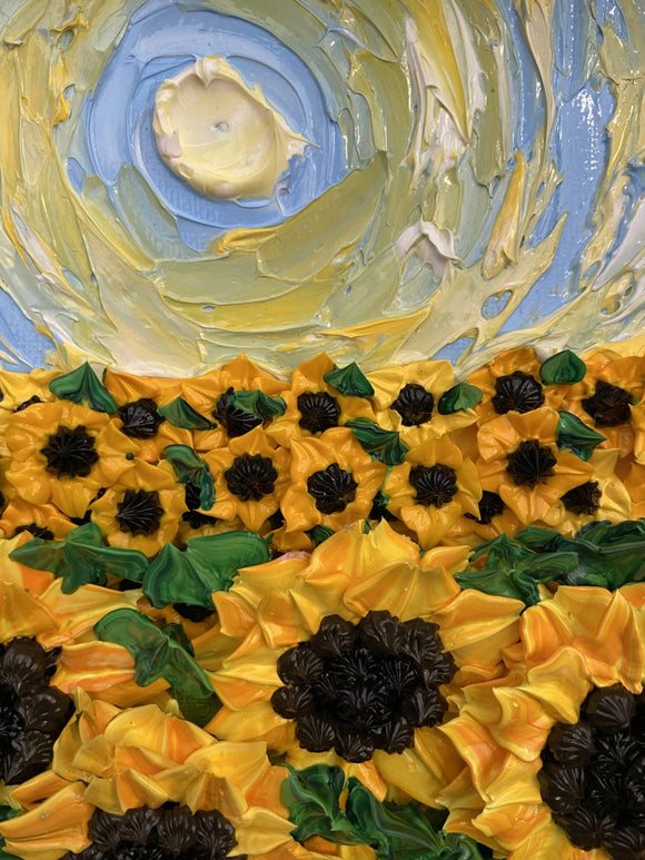 3D sunflower impasto
