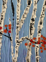 Abstract birch tree impasto diptych