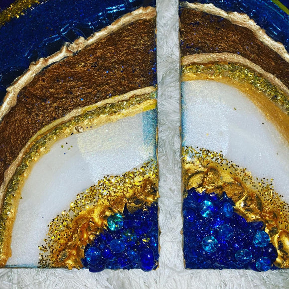 “Lapis Lazuli” resin geode set
