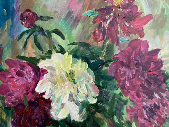 Peonies in a Terracotta Vase