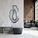 Resin Geode Wall Art in White and Silver-5