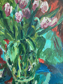 Pink Tulips in a Glass Vase. A Variation-5