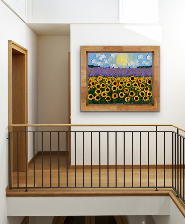 3D Sunflowers and lavender field