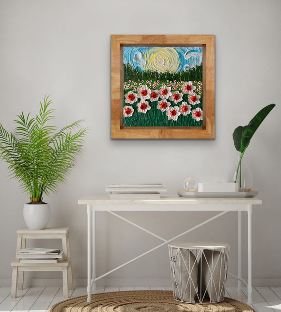 3D whimsical daffodils field