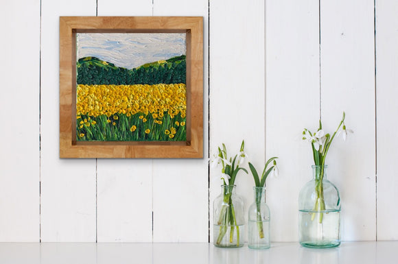 Pointillist yellow flower field