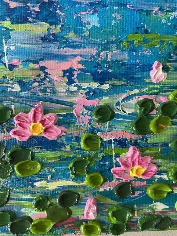 Abstract lily pond impasto