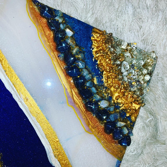“Lapis Lazuli” resin geode set