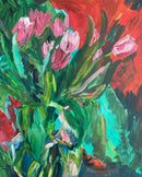 Pink Tulips in a Glass Vase-5