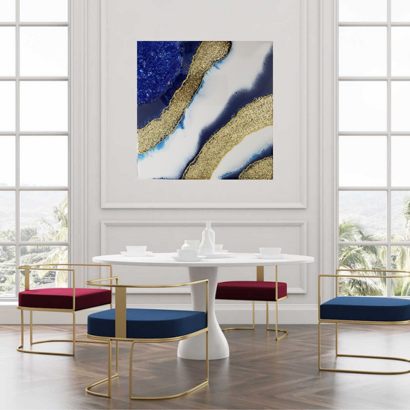 Blue white and gold Geode Mini