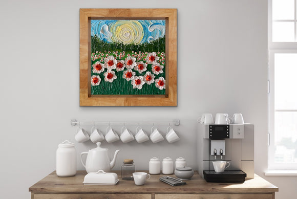 3D whimsical daffodils field